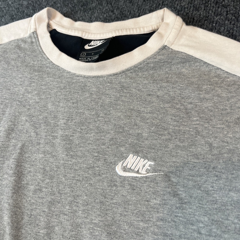 Nike Swoosh T Shirt Men S Blk/Gry Cotton Short Sleeve Crewneck Tee Embroidered